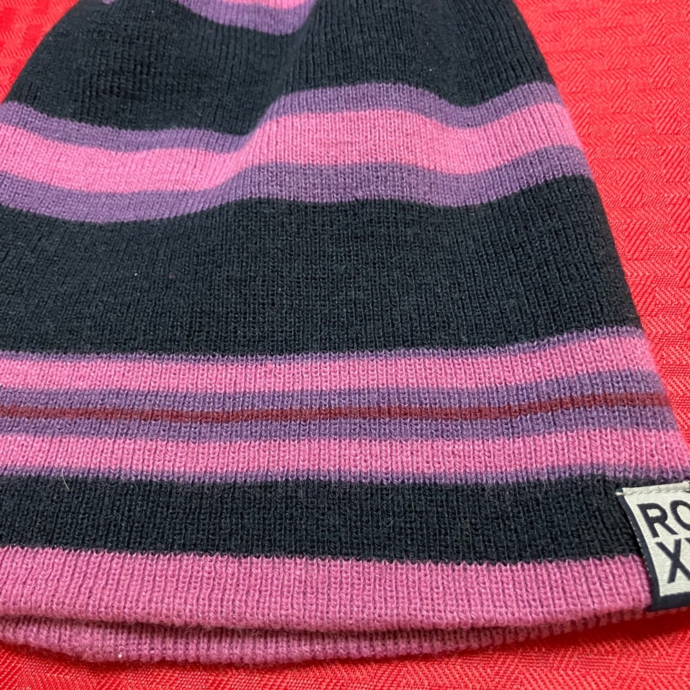 Striped Pink and Black Womens beanie by Roxy
